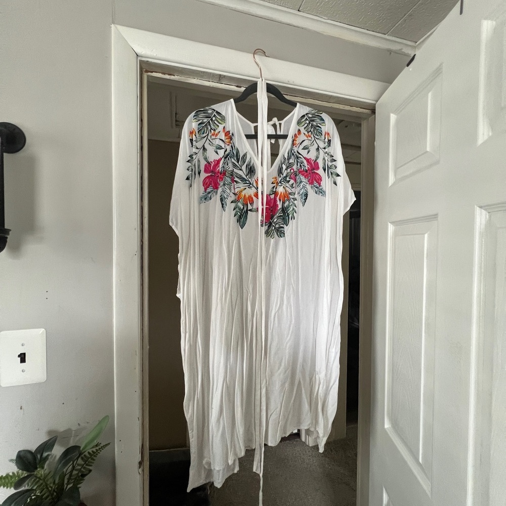 Floral White Beach Pool Cover Up Lane Bryant